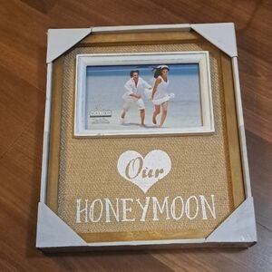 Malden Burlap Our Honeymoon Photo Frame - White and Tan